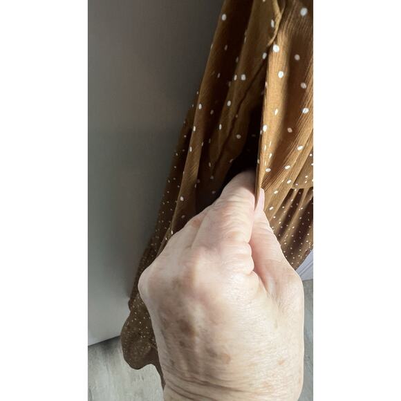 Madewell Size 6 Sophia Cami Tiered Midi Dress in Dot Brown Tie Back Zip *read* - Picture 9 of 15